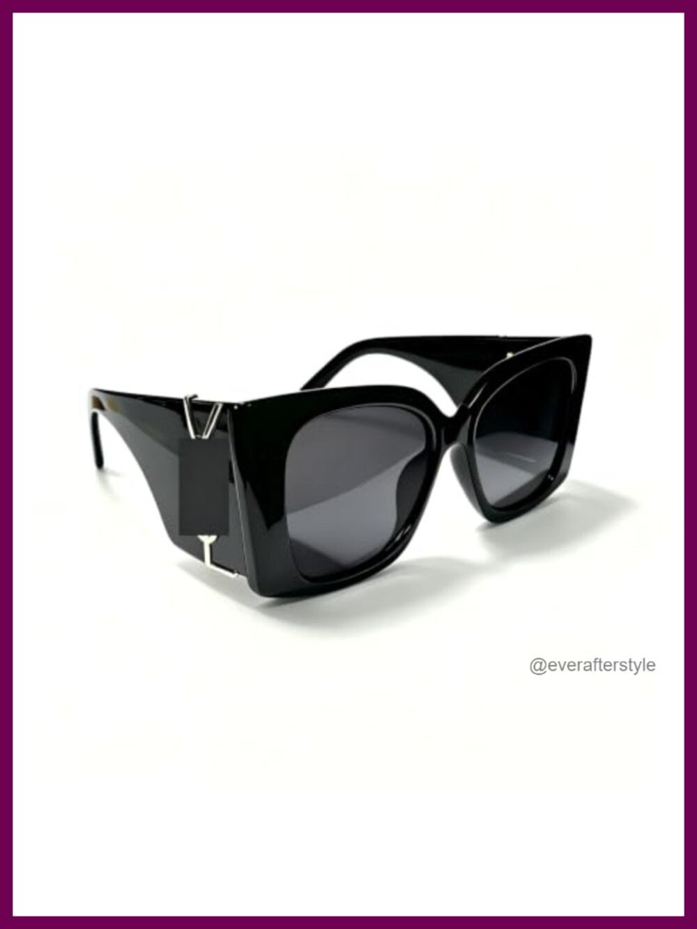 Oversized Square Sunglasses with Gold Accent Temples, Women's Eyewear